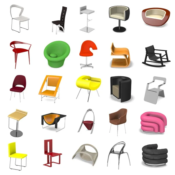 Redare 3D a scaunelor moderne — Fotografie, imagine de stoc