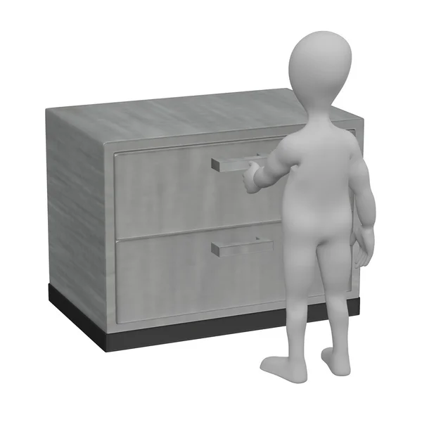 Rendering 3d del personaggio dei cartoni animati con cabinet — Foto Stock