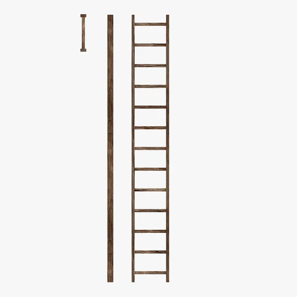 3d rendering van houten ladder — Stockfoto