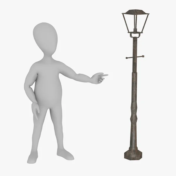 Rendering 3d del personaggio dei cartoni animati con lampada — Foto Stock