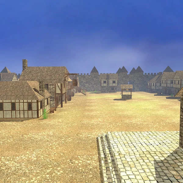 3d renderizado de ciudad medieval —  Fotos de Stock