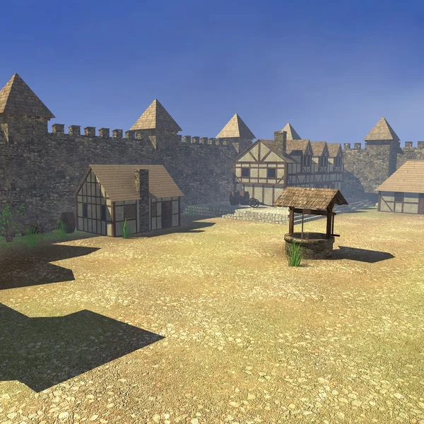 Ortaçağ Şehir 3D render — Stok fotoğraf