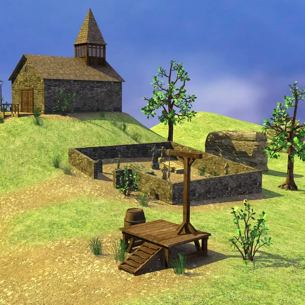 3d renderizado de ciudad medieval — Foto de Stock