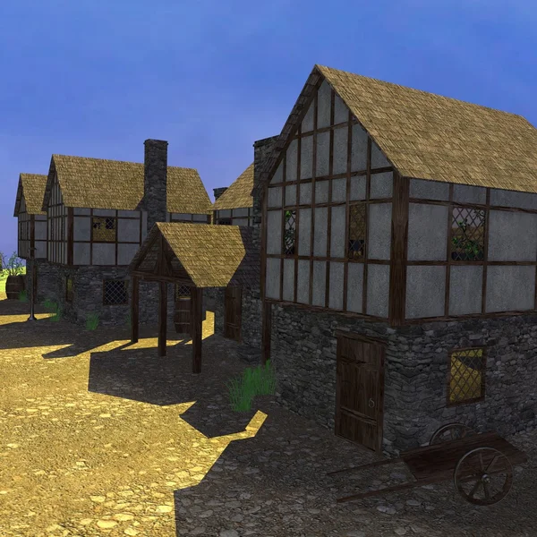 Stock image 3d render of medieval town