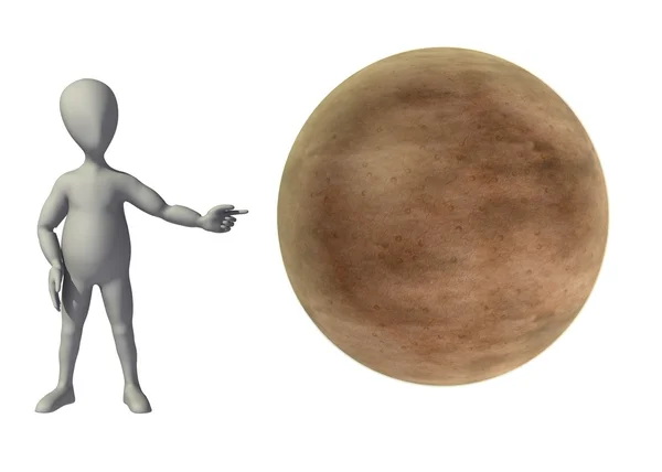 Çizgi film karakteri merury gezegen ile 3D render — Stok fotoğraf