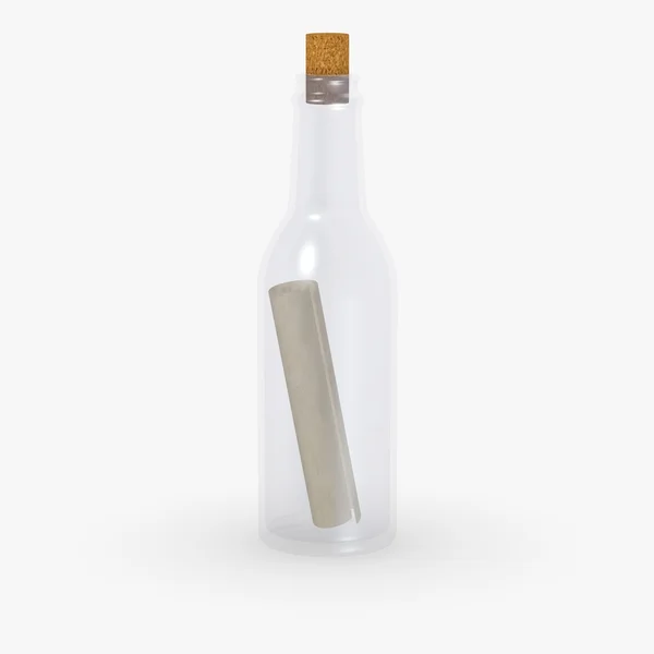 3d визуализация сообщения в бутылке — стоковое фото