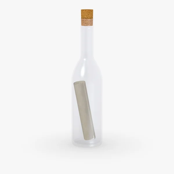 3D render van bericht in fles — Stockfoto
