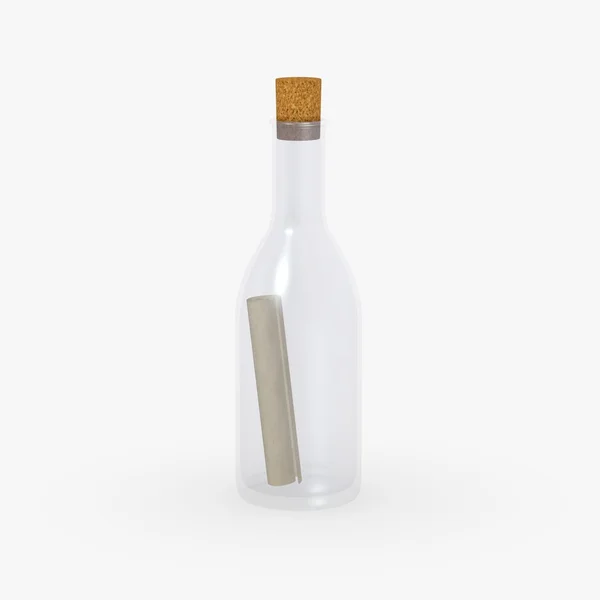 3D render-üzenet a palackban — Stock Fotó