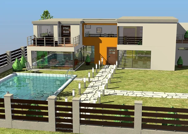 3d render of modern house architecture — Stock Photo, Image