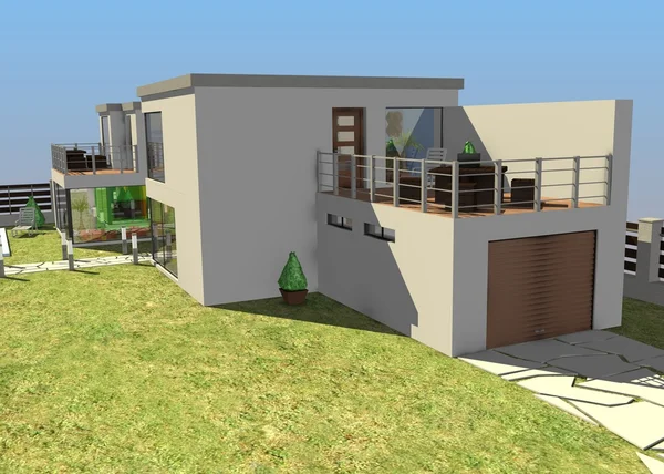 3D render för modernt hus arkitekturen — Stockfoto