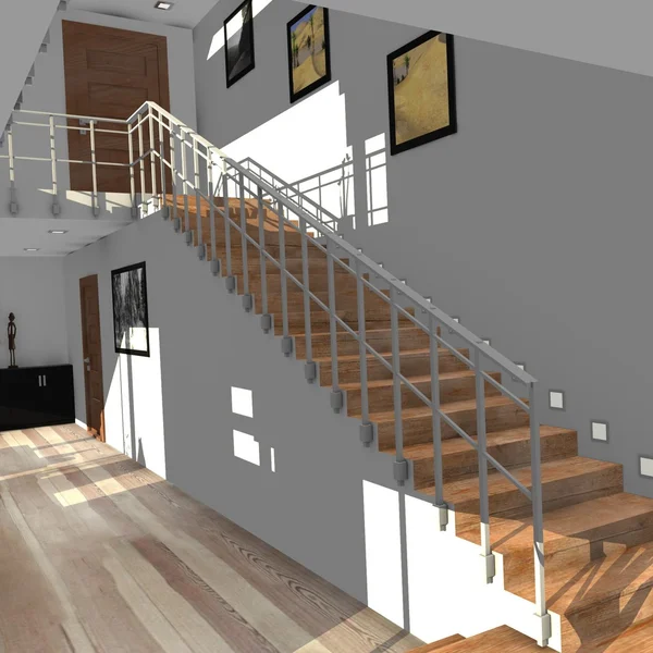 Renderização 3d da arquitetura moderna da casa — Fotografia de Stock