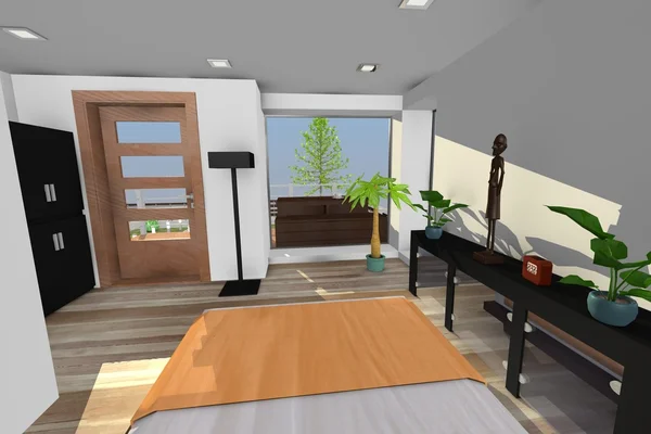 3D визуализация современной архитектуры дома — стоковое фото