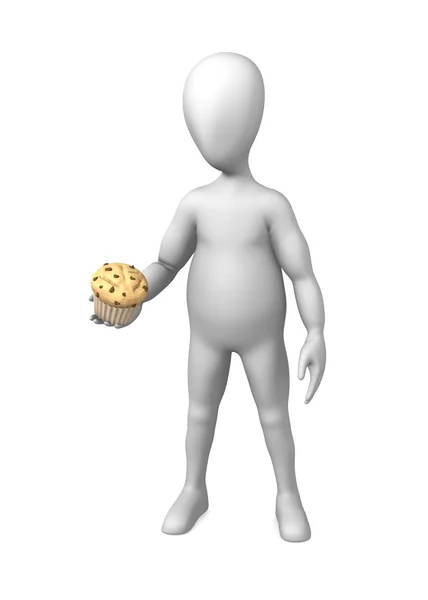 Rendering 3d del personaggio dei cartoni animati con muffin — Foto Stock