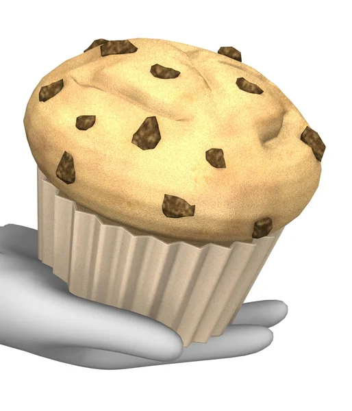 Çizgi film karakteri ile muffin 3D render — Stok fotoğraf