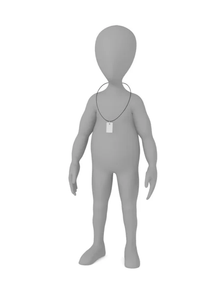 3D render kolye ile çizgi film karakteri — Stok fotoğraf