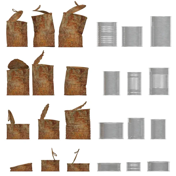 3D renderowania metalowych puszek — Zdjęcie stockowe