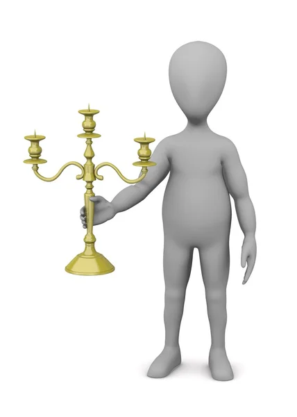 3d render of cartoon character with candlestick — Stock Photo, Image