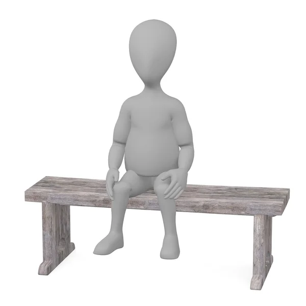 3d render of cartoon character with bench — Stock Photo, Image