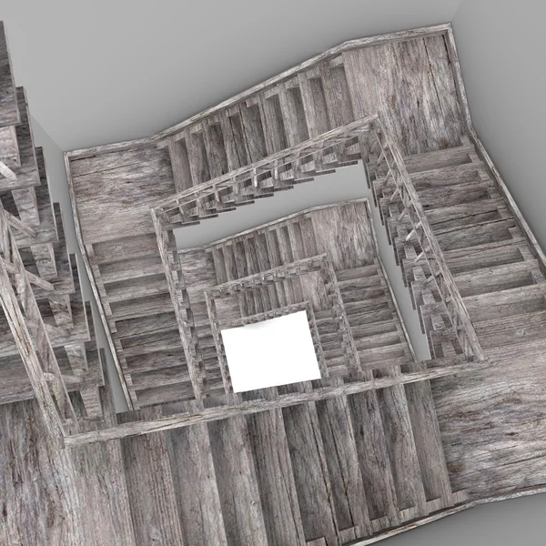 3d renderizado de escalera vieja —  Fotos de Stock