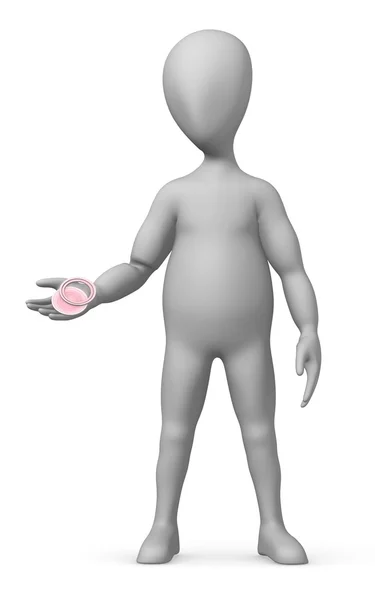 3d render of cartoon character with onion slice — Stock Photo, Image