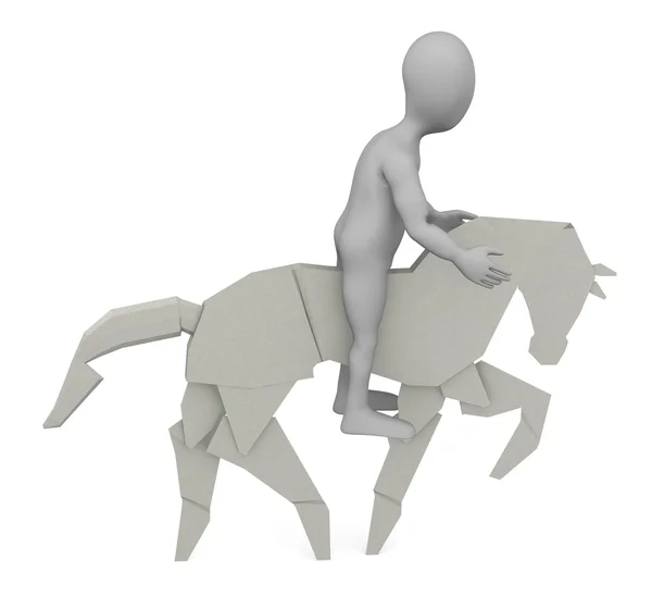 3D vykreslení kreslené postavičky s papírovou hračku — Stock fotografie