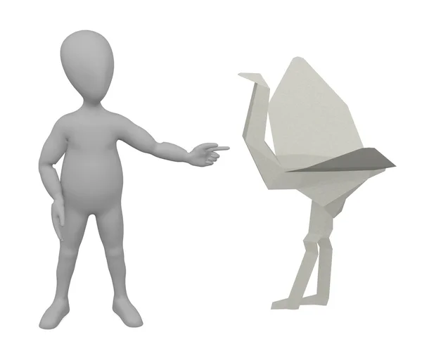 3d renderização de personagem de desenho animado com brinquedo de papel — Fotografia de Stock