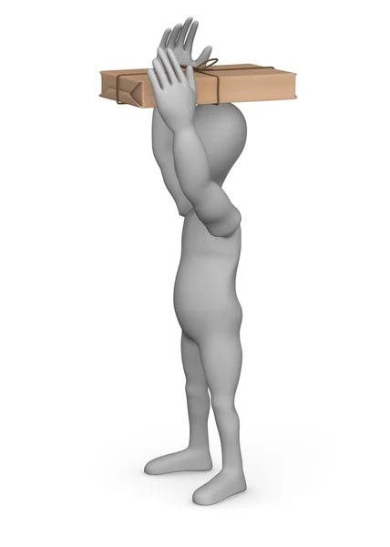 3D рендеринг персонажа мультфильма с пакетом — стоковое фото