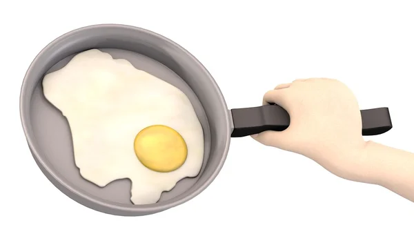 3D візуалізація руки з сковородою — стокове фото