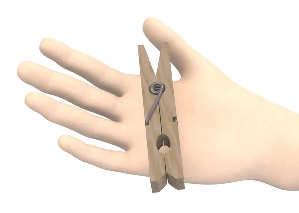3d renderização da mão com peg — Fotografia de Stock