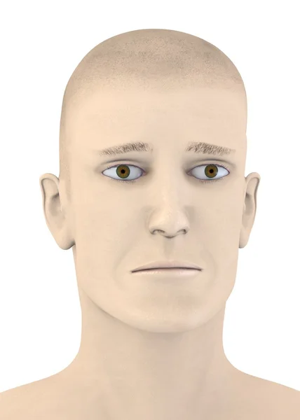 3D καθιστούν τεχνητή αρσενικό πρόσωπο - λυπημένος — Φωτογραφία Αρχείου