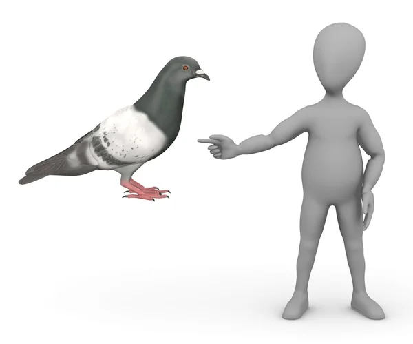 3D renderowania postać z kreskówek z gołębi — Zdjęcie stockowe