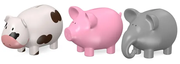 Piggy bankalar 3D render — Stok fotoğraf