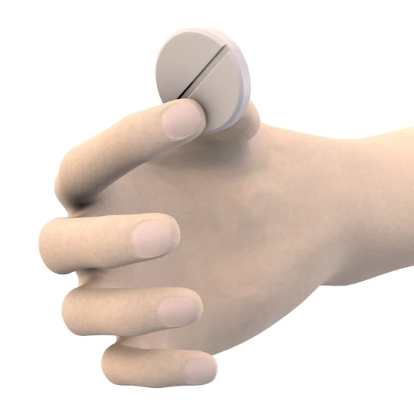 3d визуализация руки с таблетками — стоковое фото