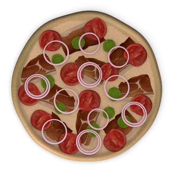 人工披萨食物的 3d 呈现器 — 图库照片
