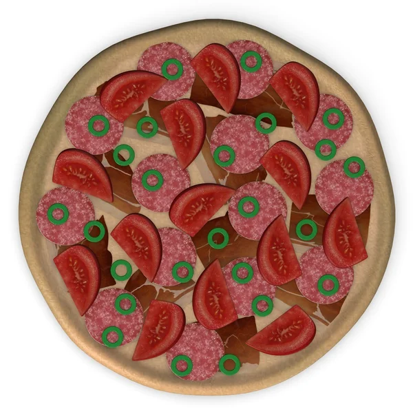 3d renderizado de comida pizza artificial — Foto de Stock