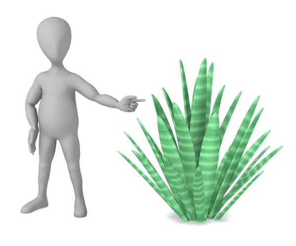 A növény rajzfilmfigura 3D render — Stock Fotó