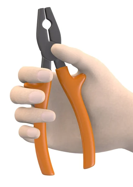 3d render of hand with pliers — Stock Photo, Image