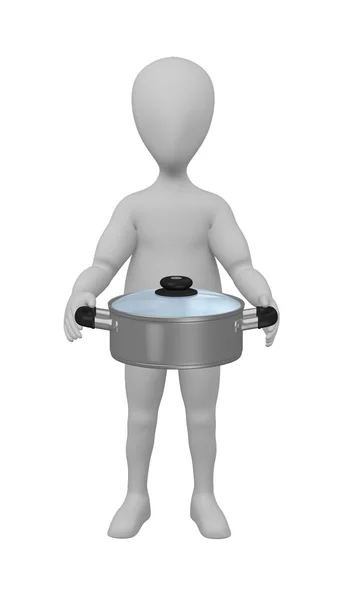 3d render of cartoon character with pot — Stock Photo, Image