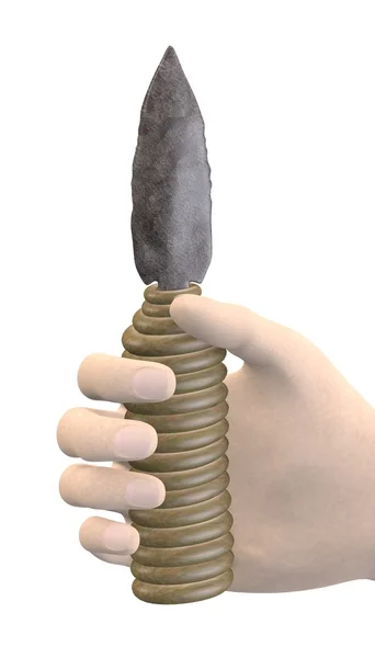 3d render of hand with prehistoric tool — Stock Photo, Image