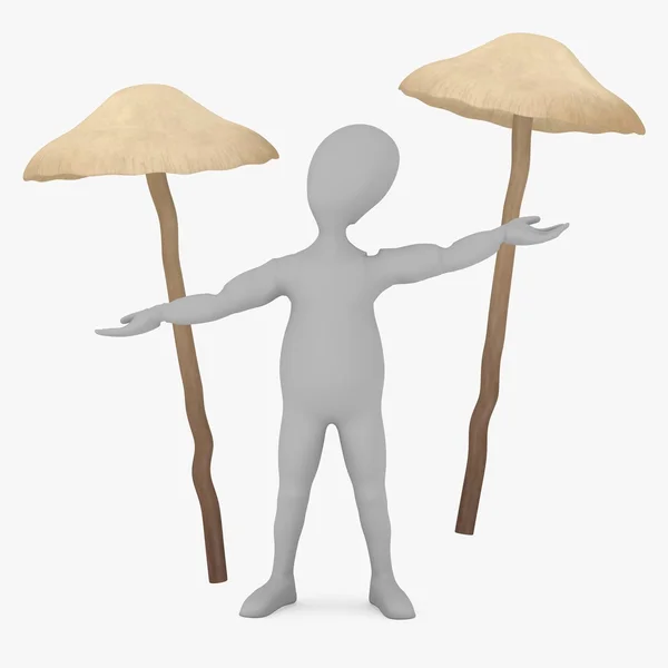 3D činí z kreslené postavičky s Lysohlávka bohemica (magické houby) — Stock fotografie