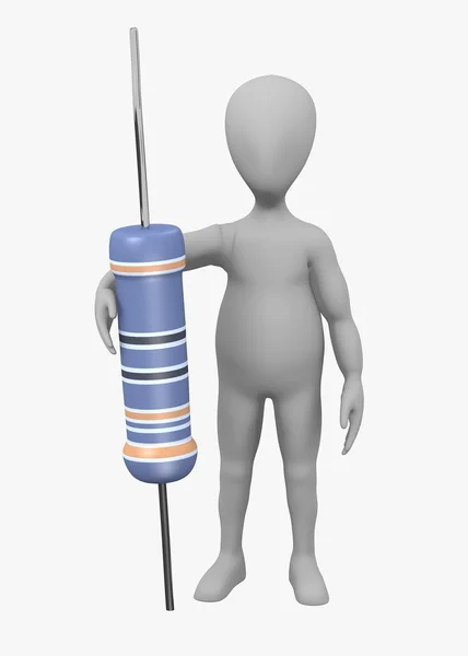 3d render of cartoon character with resistor — Stock Photo, Image