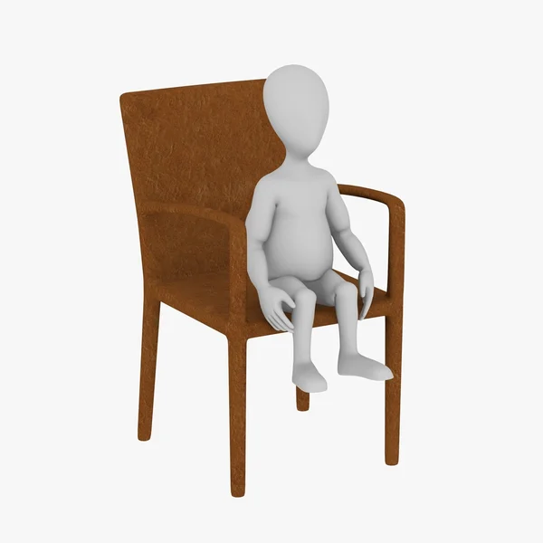 3D візуалізація мультиплікаційного персонажа на стільці — стокове фото