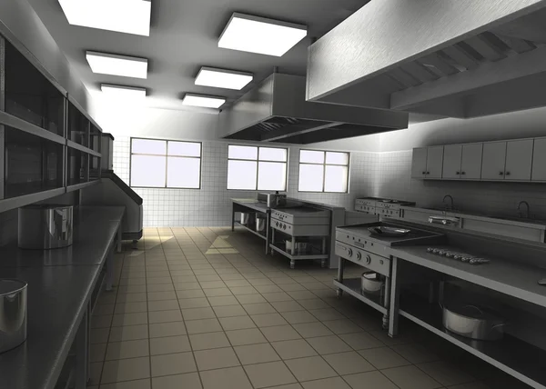 3D render van professionele restaurant keuken — Stockfoto