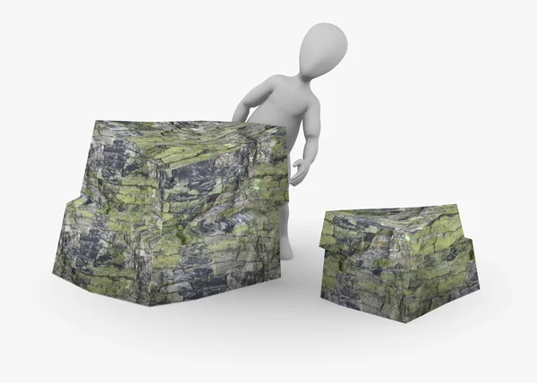 3D візуалізація мультиплікаційного персонажа з каменем — стокове фото