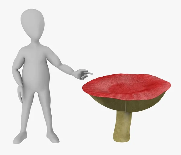 Rendering 3d del personaggio dei cartoni animati con fungo — Foto Stock