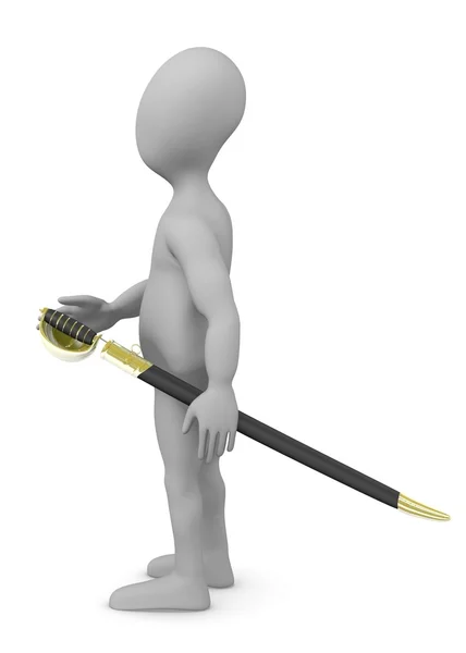 3D рендер персонажа мультфильма с саблей — стоковое фото