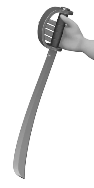 3D render av seriefiguren med sabel — Stockfoto