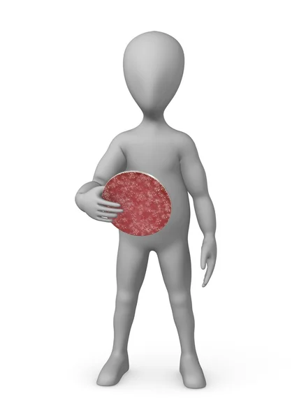 3d render of cartoon character with salami slice — Stock Photo, Image