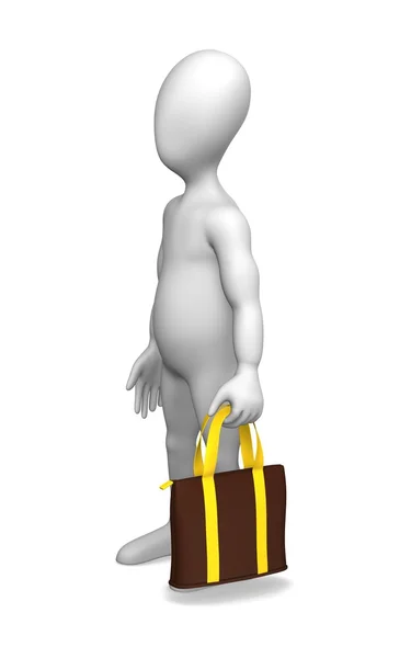 3D render alışveriş çantası ile çizgi film karakteri — Stok fotoğraf
