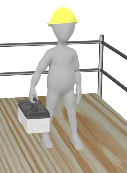 3d renderização de personagem de desenho animado em andaimes — Fotografia de Stock